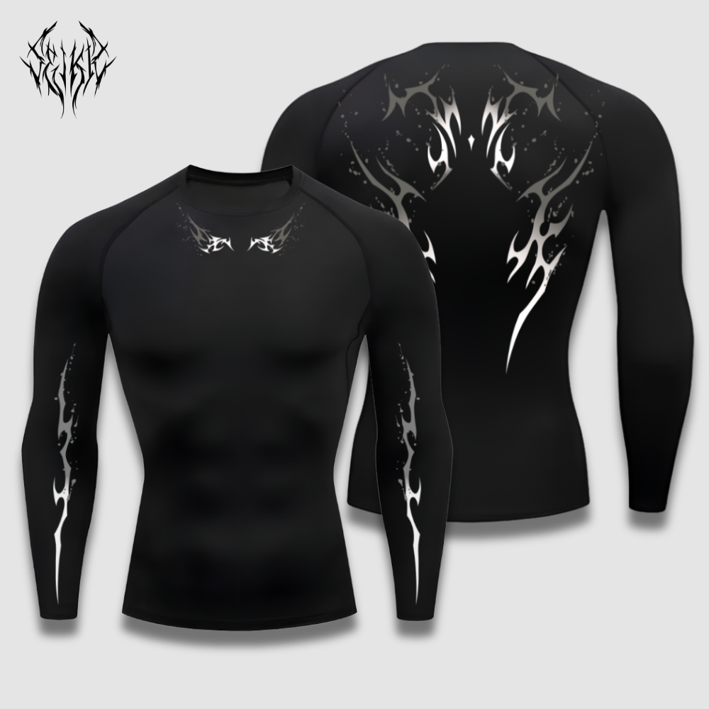 Long Sleeve Compression Shirt - Blood Silver