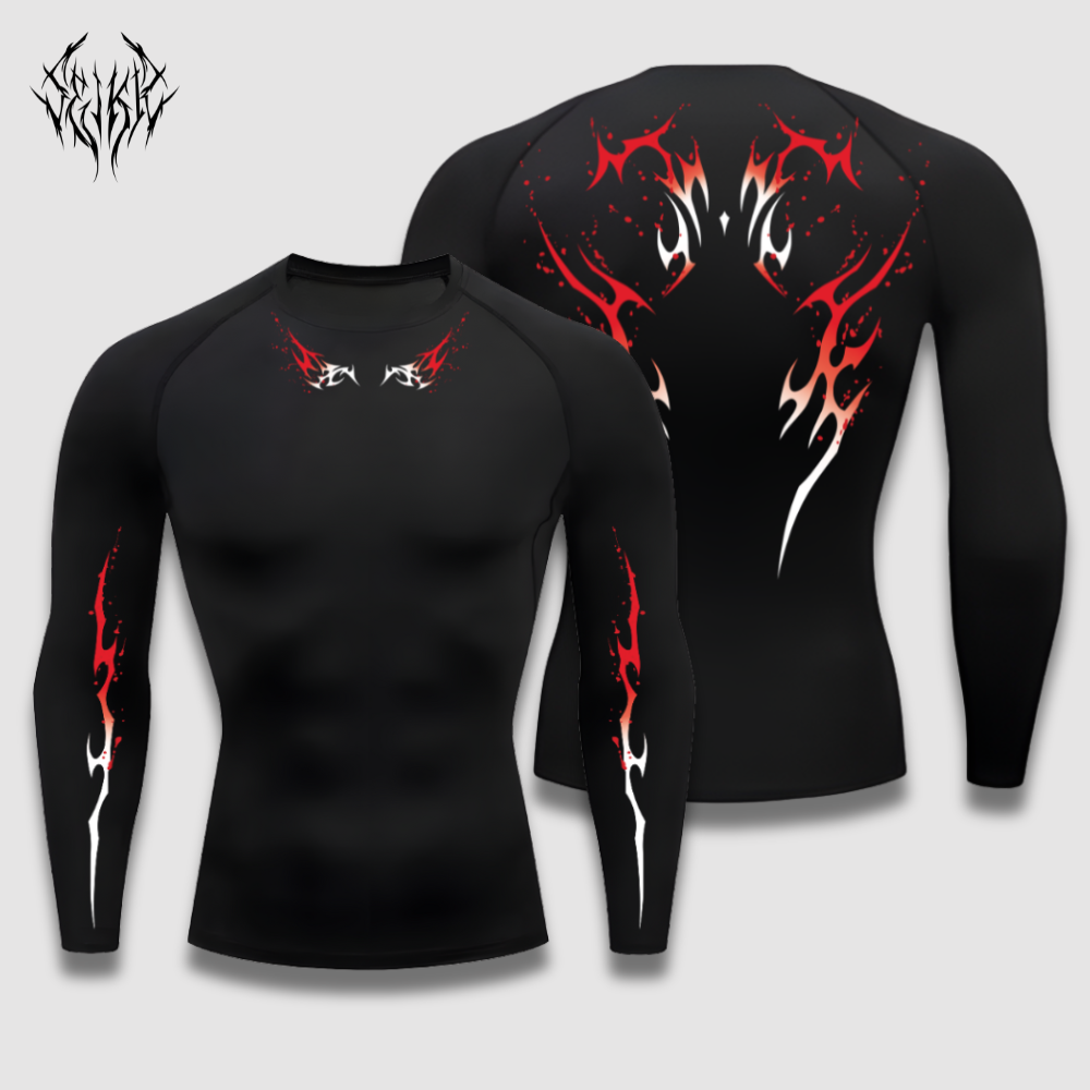 Long Sleeve Compression Shirt - Blood Red