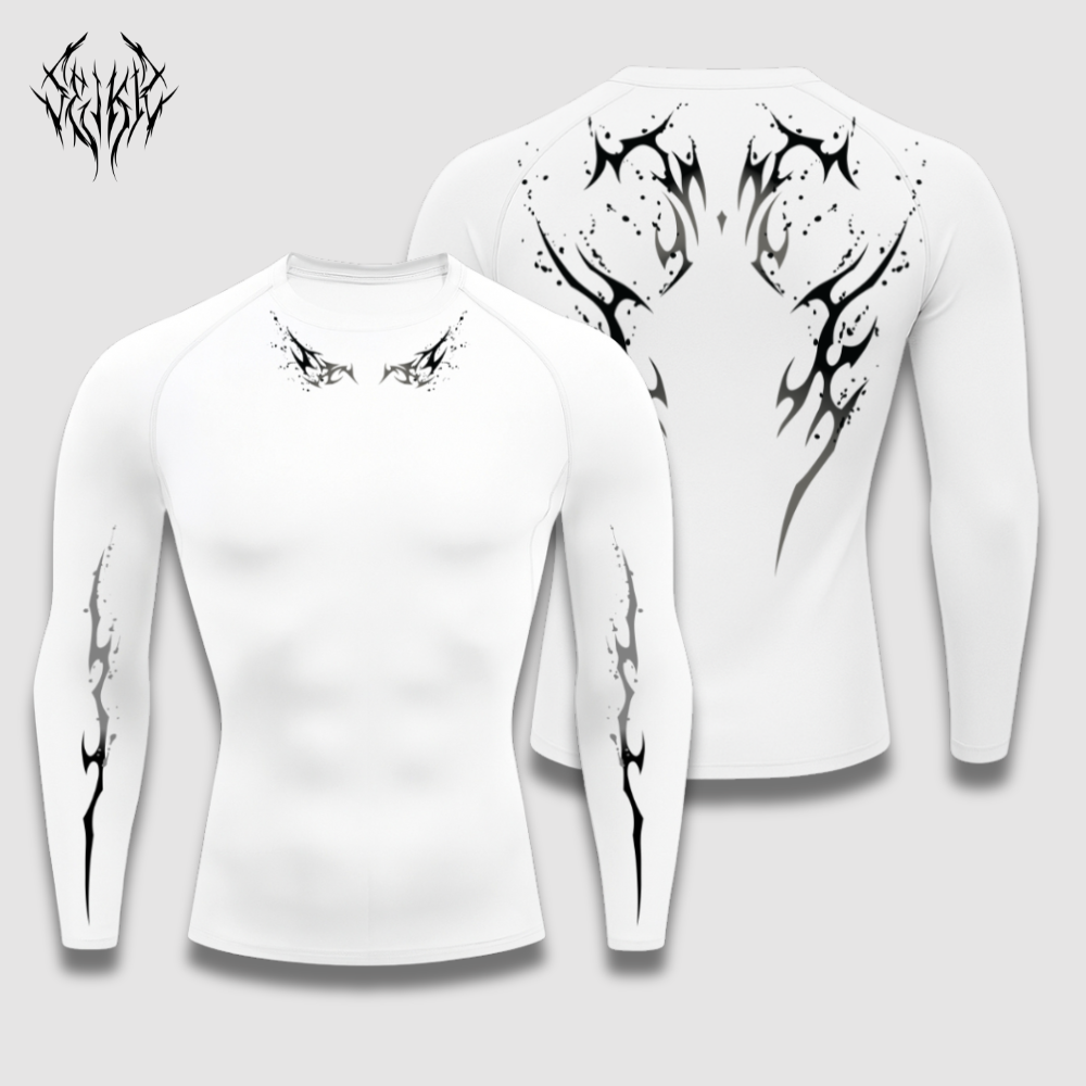 Long Sleeve Compression Shirt - Blood Silver